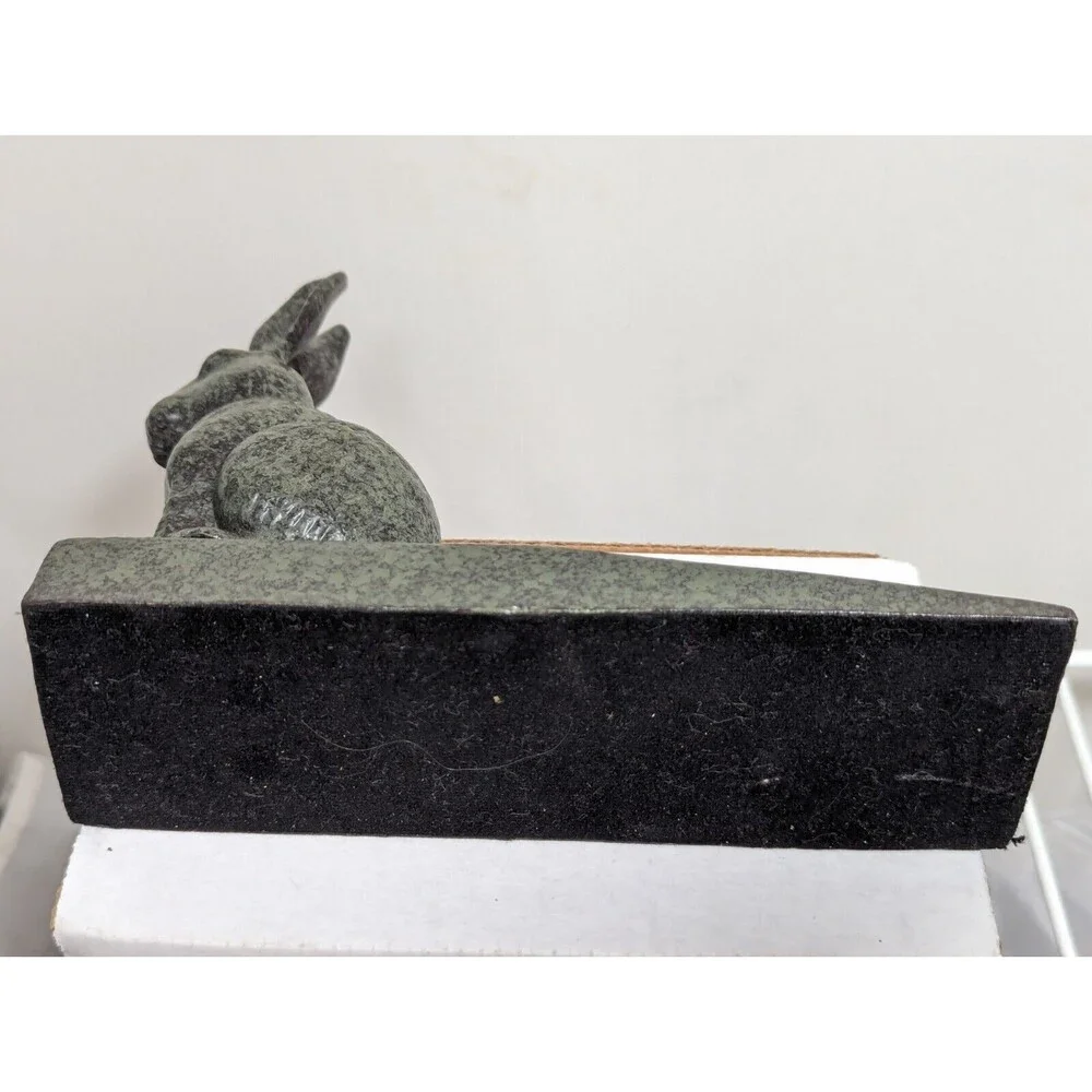 Bunny Rabbit Doorstop Wedge Cast Iron Rustic Antique Turquoise Garden Decor